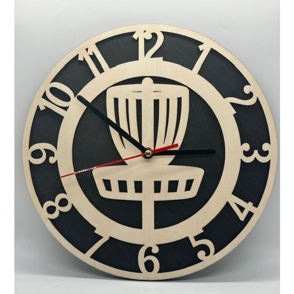 Disc Golf Basket Wall Clock Custom Discgolfer Gift Hanging Wood Wall Decor